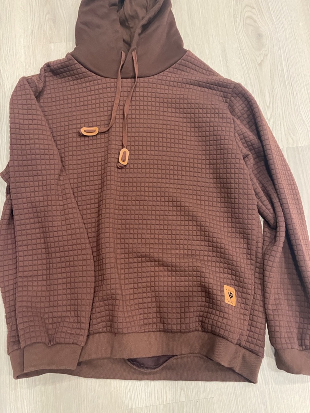 Vogue Men's Quilted Crewneck Hoodie in Deep Brown